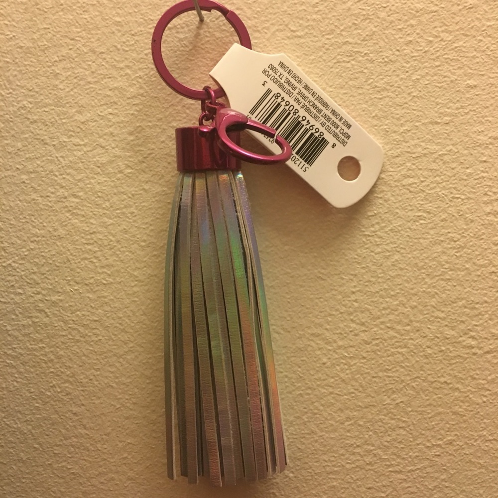 Purse Pull Keychain with Double PomPom